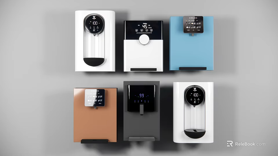 Modern Water Dispensers with Various Colors Modern Design Digital Displays and Control Panels 3d model 