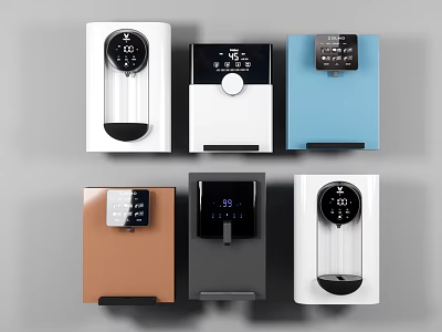 Modern Water Dispensers with Various Colors Modern Design Digital Displays and Control Panels 3d model