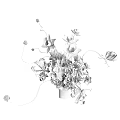 Elegant Decorative Ornament Set With White Orange Flowers And Green Stems In Vase