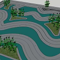 Scenic Park Landscape With Lush Green Trees Winding Paths And Relaxation Areas
