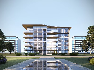 Modern residential area special-shaped building landscape 3d model