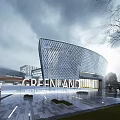 Greenland Sales Office Building With Modern Glass Facade And Open Plaza