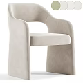 Modern Beige Upholstered Stool With Curved Armrest Structure