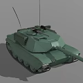 Modern Green Military Tank With Main Gun Antenna And Heavy Tracks Design
