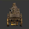 Vintage Classic Brass Model Car With Figurines And Spoked Wheels Design