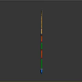 3D Model Spear With Blue Top Yellow Decorations And Red Green Shaft