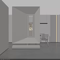 Modern White Interior Partition With Decorative Glass Chandelier And Minimalist Dining Furniture