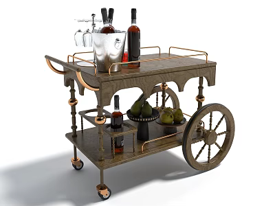 Sturdy Hardware Tools Storage Trolley with Metal Wheels and Organizer Shelves 3d model