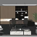 Modern Office Interior Design With Open Layout Large Windows Sofa And Green Plants 3d model