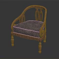 Wooden Accent Chair With Carved Arms Gray Upholstered Seat And Cylindrical Legs