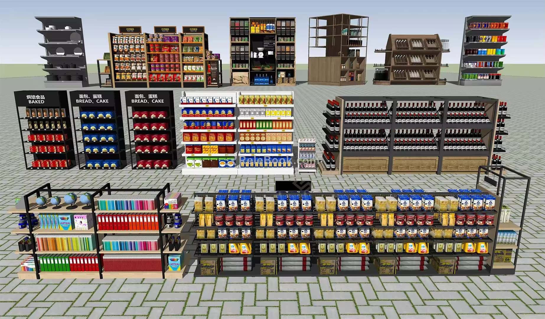 Modern Shelf Supermarket Convenience Store Shelf Display Cabinet Display Rack 3d model