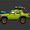 Yellow Toyota Off Road Vehicle Model With Blue Roof Searchlights And Orange Wheels