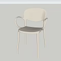 Modern Light Beige Single Chair With Ergonomic Armrests And Streamlined Design 3d model