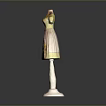 Yellow Floral V neck Dress on Pink Mannequin Stand Elegant Feminine Fashion