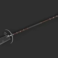 Medieval Polearm Weapon with Crescent Moon Blade and Star Decoration Wooden Handle with Metal Accents