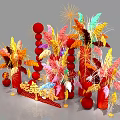 Colorful Floral Decorations With Red Balls And Feathery Plants For Festive Setup