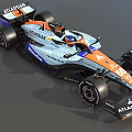 Orange And Gray Formula 1 Car Featuring ATLASSIAN Sponsors And Racing Tires