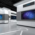 Modern Electronic Precision Factory Exhibition Hall With Interactive Robot Display And Tech Interior 3d model