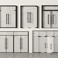 Modern Double Glass Doors with Sleek Black Frames in Contemporary Interior Design 3d model