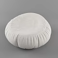 White Round Lazy Sofa with Soft Fabric and Pleated Design for Living Room