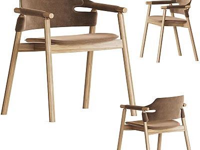 Modern Leisure Chair With Wooden Frame Armrest Padded Seat And Multiple Sizes 3d model