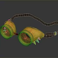 Yellow Goggles With Black Strap Spiked Edges And Round Lenses Design