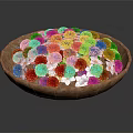 Handmade Wooden Bowl Filled With Vibrant Orange And White Decorative Flowers