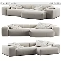 Modern corner sofa fabric multi-person corner sofa 3d model