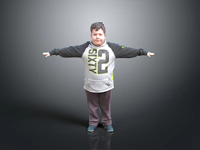 Child Standing With Arms Outstretched In Grey Black LYNX Number 2 Sweatshirt 3d model