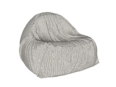 Gray Striped Bean Bag Chair For Comfortable Casual Home Seating 3d model