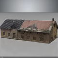 Old Brick Building With Damaged Roof Red Tiles And Black Roof Section