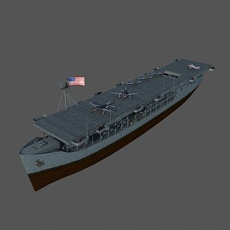 Modern warships escort aircraft carrier 3d model