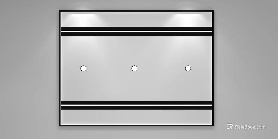 Modern Ceiling Design With Black Stripes And Three Round Lights 3d model