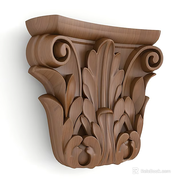 Intricate Wooden Carving With Leaf Patterns Scroll Designs And Decorative Details 3d model 