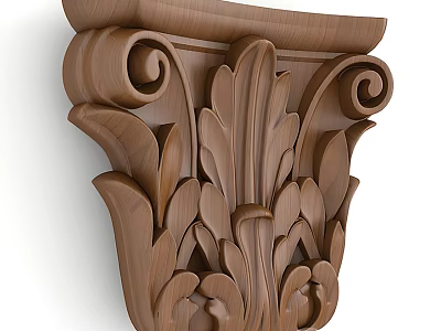 Intricate Wooden Carving With Leaf Patterns Scroll Designs And Decorative Details 3d model