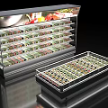Commercial Refrigerated Display Case and Freezer for Fresh Produce and Meats Storage with Organized Shelves