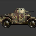 Vintage Military Armored Vehicle With Camouflage Paint Classic Wheels And Retro Design