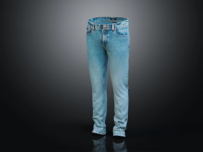 Light Blue Straight Leg Denim Jeans With Classic Design And Belt Loops 3d model