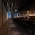 Modern Bar Interior With Sleek Counter Stools Shelves Displaying Liquor Bottles And Green Plants