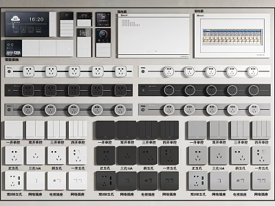 Versatile Switch Panel Collection With Various Sockets 3d model