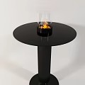 Modern Black Round Side Table With Glass Top And Central Flame Feature 3d model