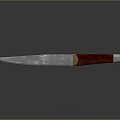 Silver Blade Weapon Knife With Red Handle And Gold Accent On Grey Background With Reflection 3d model