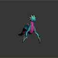 Colorful Mythical Dragon Like Creature With Blue Green Body Pink Belly And Red Tentacles