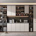 Modern Bookcase Design With Glass Front Doors LED Lighting And Decorative Items