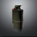 Green Military Hand Grenade With Silver Base And Red Button Design 3d model