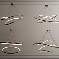 Modern Interior Chandeliers With Unique Circular Curved Shapes Metallic Illuminated Design