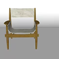 Modern Lounge Chair with Wooden Frame White Cushion and Armrests Minimalist Design