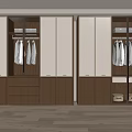 Modern Walk in Closet Interior Design With Wooden Cabinets Glass Doors And Drawers