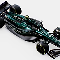 Green Formula 1 Racing Car with Aramco Cognizant BOSS Sponsorship Logos and Sleek Aerodynamic Design