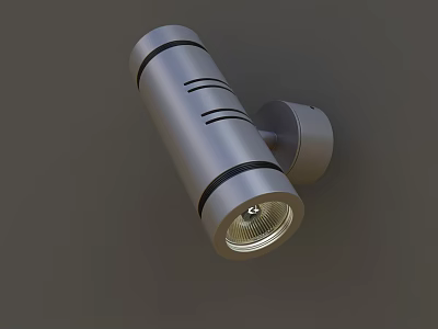 Silver Cylinder Wall Mounted Spotlight with Black Stripes and Modern Illuminated Design 3d model